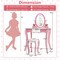 Girls Dressing Table and Stool Set with Rotating Mirror Storage Drawer White Pink